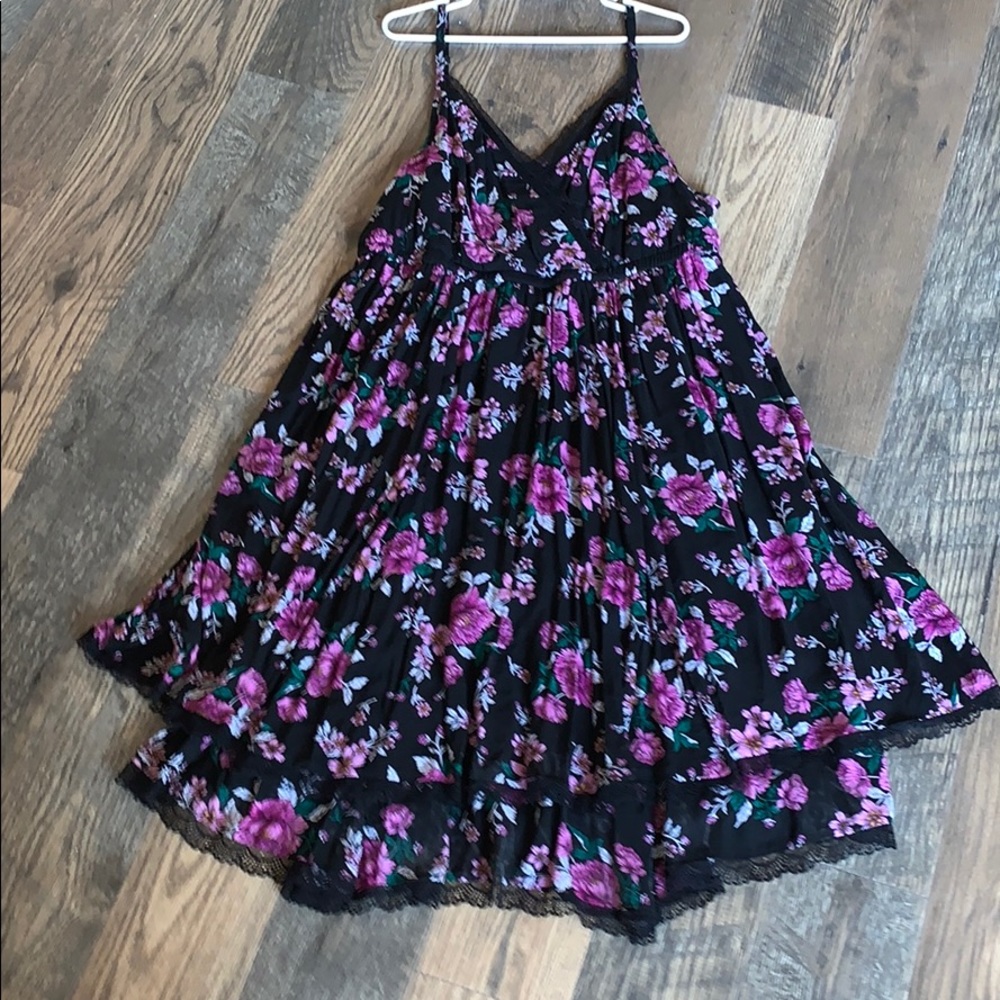 Torrid lacy black floral dress with tiered layers